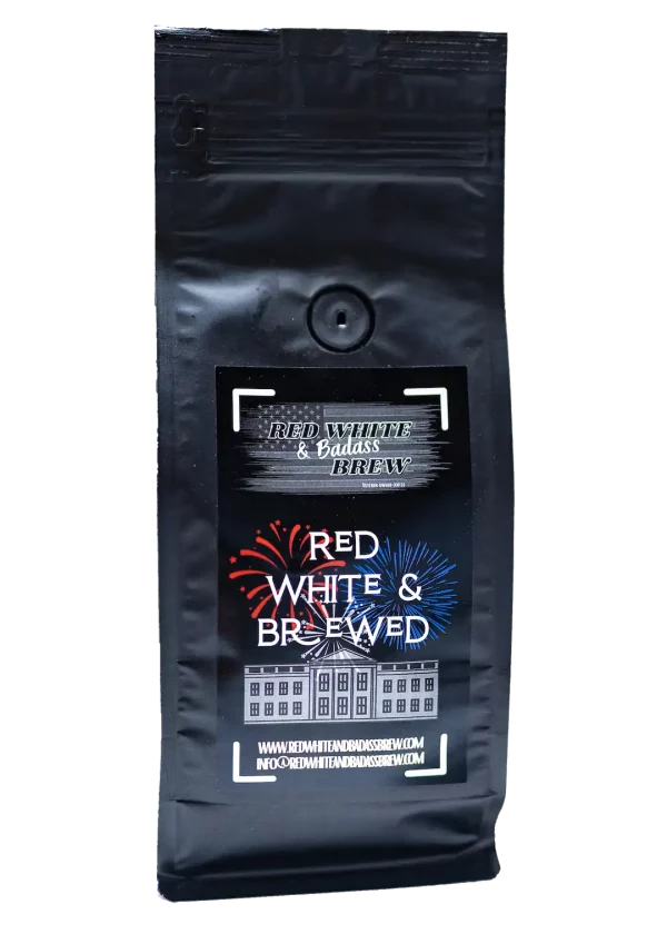 red white badass brew red white brewed coffee bag transparent bkg
